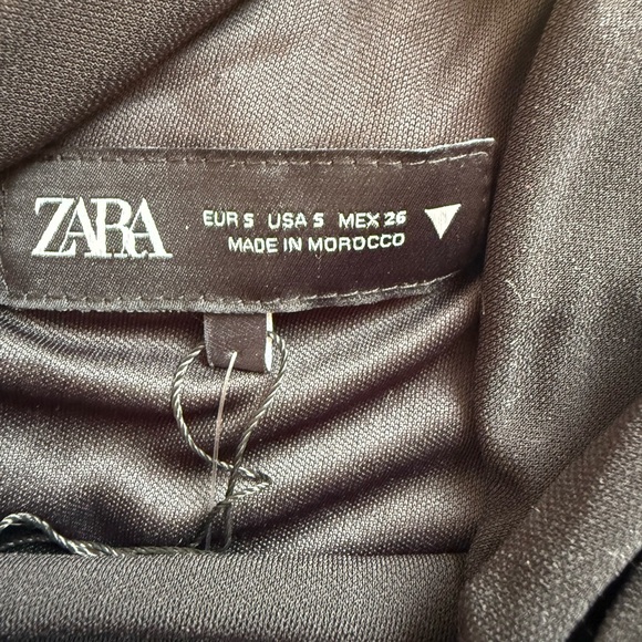 ZARA Black Ruched Cocktail Dress Rhinestone Belt Glam Party Dress - Picture 11 of 14